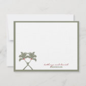 Knoted Palm Trees Red Love Tropical Beach Wedding Bedankkaart (Voorkant)