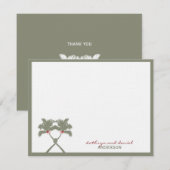 Knoted Palm Trees Red Love Tropical Beach Wedding Bedankkaart (Voorkant / Achterkant)