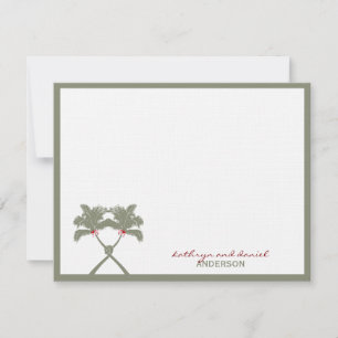 Knoted Palm Trees Red Love Tropical Beach Wedding Bedankkaart