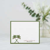 Knoted Palm Trees Red Love Tropical Beach Wedding Bedankkaart (Staand voorkant)