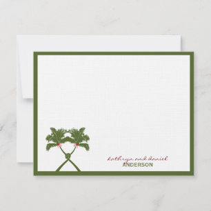Knoted Palm Trees Red Love Tropical Beach Wedding Bedankkaart
