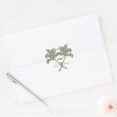 Knoted Palm Trees Red Love Tropical Beach Wedding Hart Sticker (Envelop)