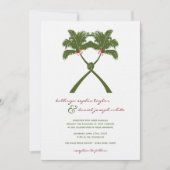 Knoted Palm Trees Red Love Tropical Beach Wedding Kaart (Voorkant)
