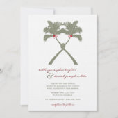 Knoted Palm Trees Red Love Tropical Beach Wedding Kaart (Voorkant)