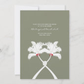 Knoted Palm Trees Red Love Tropical Beach Wedding Kaart (Achterkant)