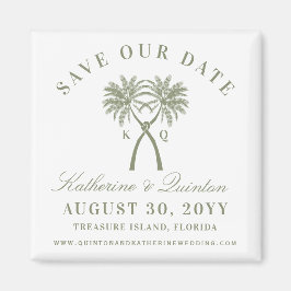 Knoted Palm Trees Red Love Wedding Save the Date Magneet