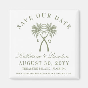Knoted Palm Trees Red Love Wedding Save the Date Magneet