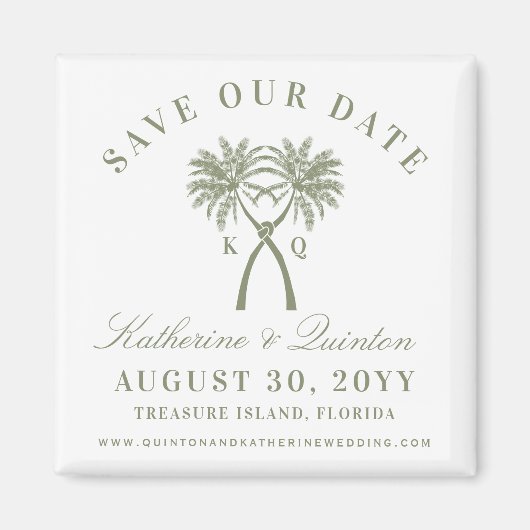 Knoted Palm Trees Red Love Wedding Save the Date Magneet (Voorkant)