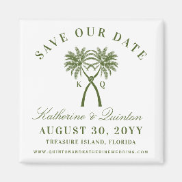 Knoted Palm Trees Red Love Wedding Save the Date Magneet