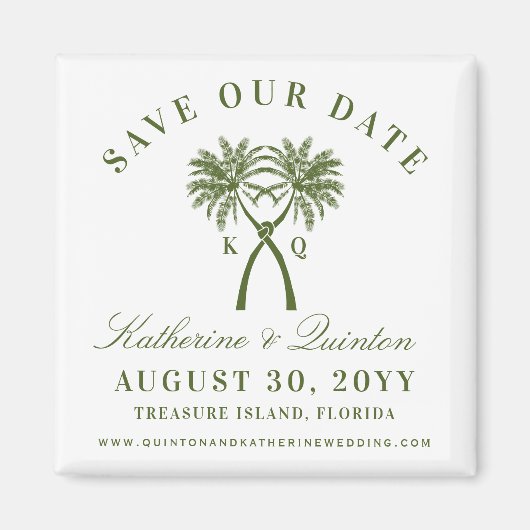 Knoted Palm Trees Red Love Wedding Save the Date Magneet (Voorkant)