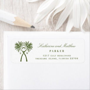 Knoted Palm Trees Tropical Beach Wedding Address Etiket