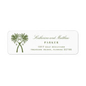 Knoted Palm Trees Tropical Beach Wedding Address Etiket (Voorkant)