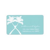 Knoted Palm Trees Tropical Beach Wedding Address Etiket (Voorkant)