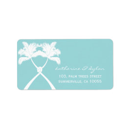 Knoted Palm Trees Tropical Beach Wedding Address Etiket