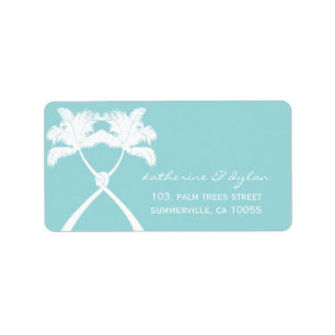 Knoted Palm Trees Tropical Beach Wedding Address Etiket