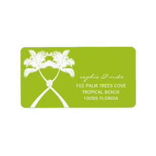 Knoted Palm Trees Tropical Beach Wedding Address Etiket