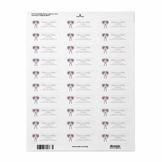 Knoted Palm Trees Tropical Beach Wedding Address Etiket (Full Sheet)