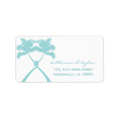 Knoted Palm Trees Tropical Beach Wedding Address Etiket (Voorkant)
