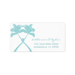 Knoted Palm Trees Tropical Beach Wedding Address Etiket