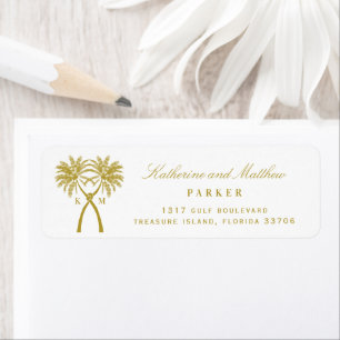 Knoted Palm Trees Tropical Beach Wedding Address Etiket