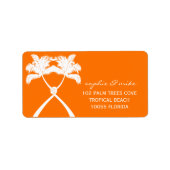 Knoted Palm Trees Tropical Beach Wedding Address Etiket (Voorkant)