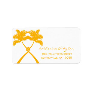 Knoted Palm Trees Tropical Beach Wedding Address Etiket