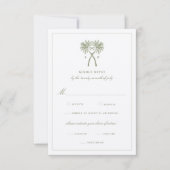 Knoted Palm Trees Tropical Classic Wedding RSVP Kaart (Voorkant)