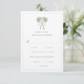 Knoted Palm Trees Tropical Classic Wedding RSVP Kaart (Staand voorkant)