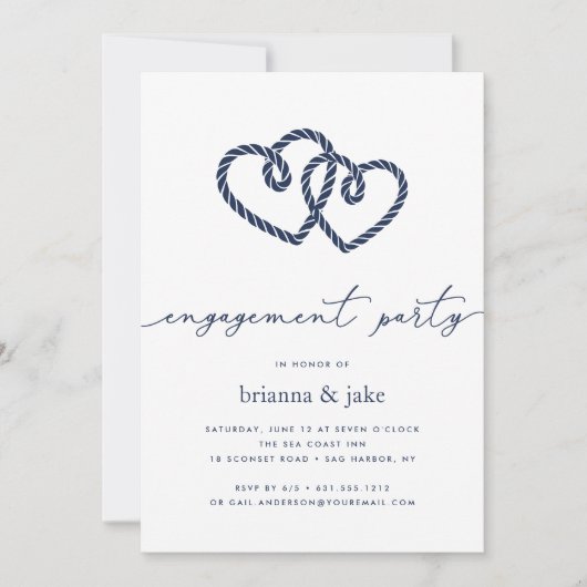 Knotted Hearts Engagement Party Uitnodiging (Voorkant)