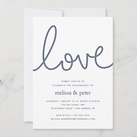 Knotted Love Engagement Party Invitation Kaart (Voorkant)