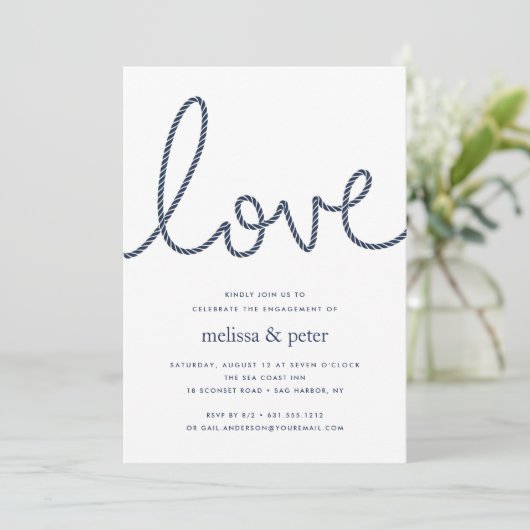 Knotted Love Engagement Party Invitation Kaart (Staand voorkant)
