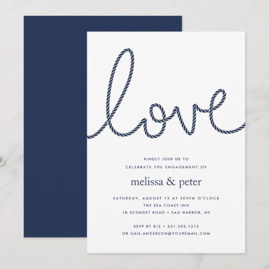 Knotted Love Engagement Party Invitation Kaart (Voorkant / Achterkant)