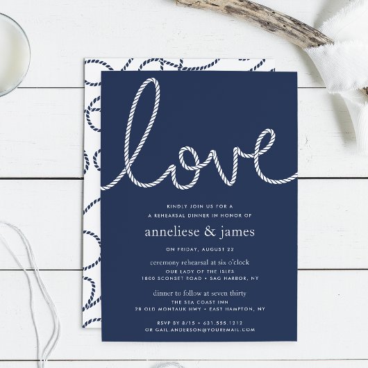 Knotted Love Rehearsal Dinner Invitation Kaart