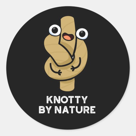 Knotty by Natuur Funny Knot Pun Dark BG Ronde Sticker (Voorkant)