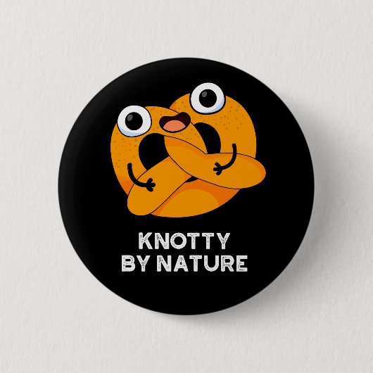 Knotty by Natuur Funny Pretzel Pun Dark BG Ronde Button 5,7 Cm (Voorkant)