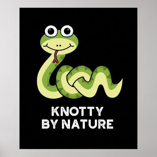 Knotty by Natuur Funny Snake Pun Dark BG Poster (Voorkant)