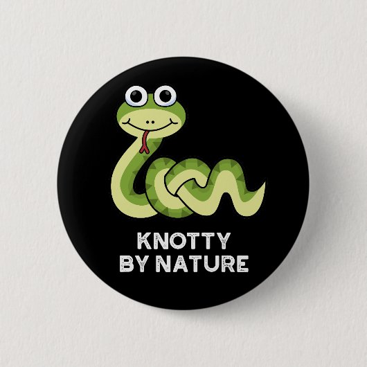 Knotty by Natuur Funny Snake Pun Dark BG Ronde Button 5,7 Cm (Voorkant)