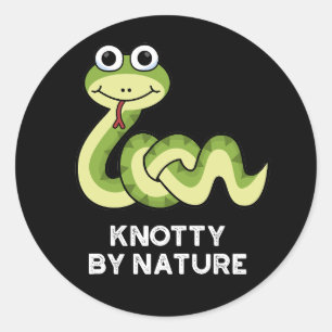 Knotty by Natuur Funny Snake Pun Dark BG Ronde Sticker
