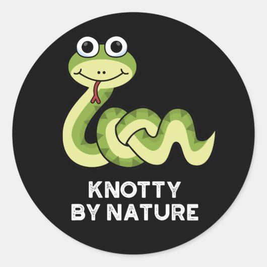 Knotty by Natuur Funny Snake Pun Dark BG Ronde Sticker (Voorkant)