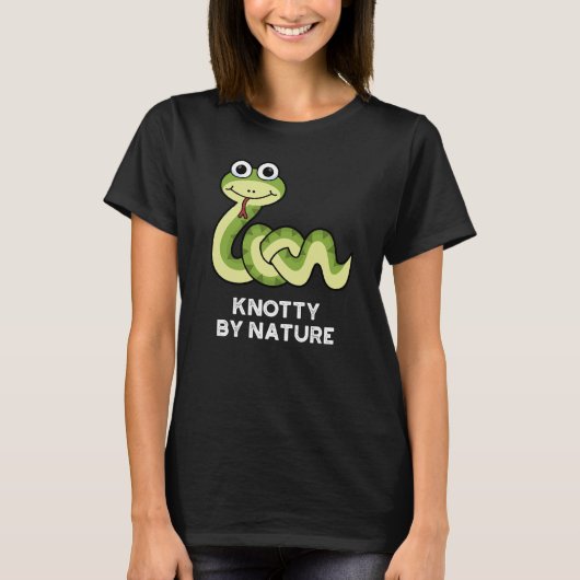 Knotty by Natuur Funny Snake Pun Dark BG T-shirt (Voorkant)