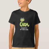 Knotty by Natuur Funny Snake Pun Dark BG T-shirt (Voorkant)
