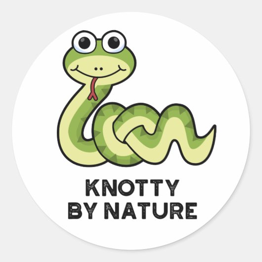 Knotty by Natuur Funny Snake Pun Ronde Sticker (Voorkant)