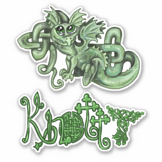 Knotty lil Dragon Celtic knopen Sticker (Voorkant)