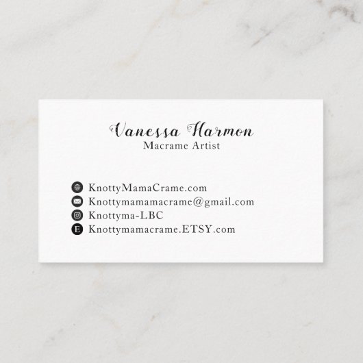 Knotty Mama White Border Visitekaartje (Achterkant)