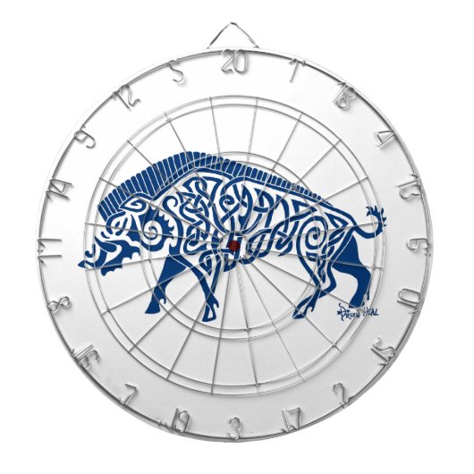 Knotwork Boar, blauw Dartbord (Voorkant)
