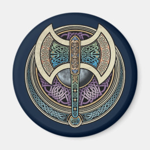 Knotwork Labrys Round Magnet