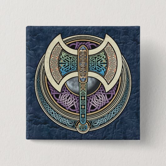 Knotwork Labrys Square Button (Voorkant)