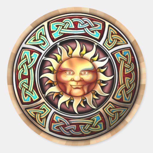 Knotwork Sun Face Stickers (Voorkant)