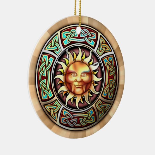 Knotwork Sun Pendant/Ornament Keramisch Ornament (Rechts)