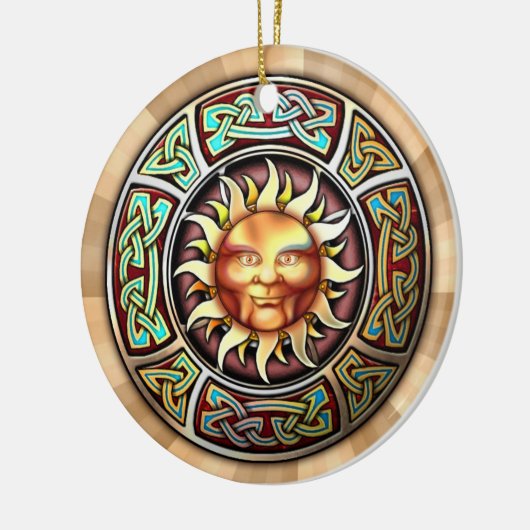 Knotwork Sun Pendant/Ornament Keramisch Ornament (Links)